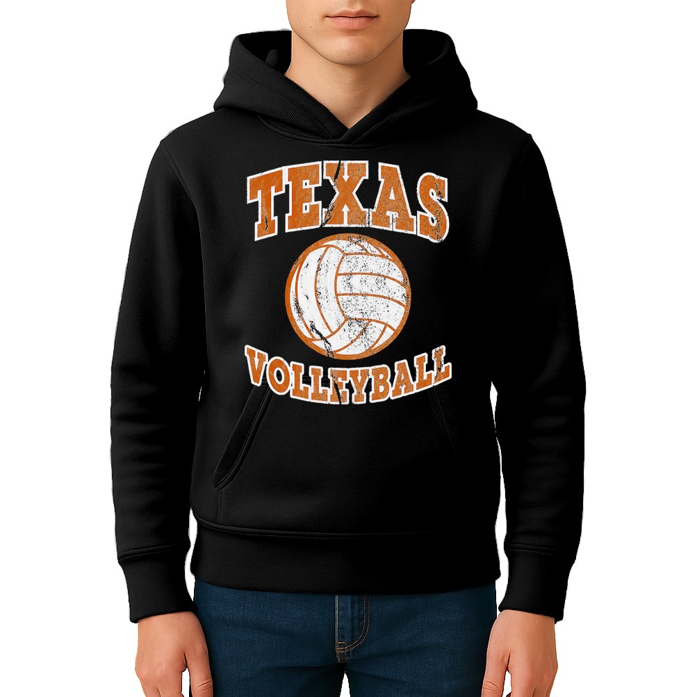Texas Volleyball Vintage Distressed Kids Hoodie