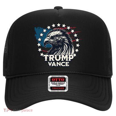 Trump Vance Victory Eagle High Crown Mesh Back Trucker Hat