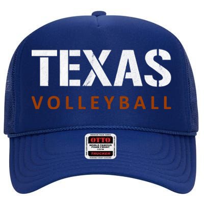 Texas Volleyball Vintage Distressed High Crown Mesh Back Trucker Hat