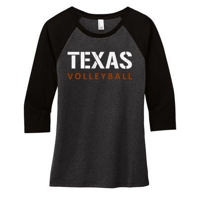 Texas Volleyball Vintage Distressed Women's Tri-Blend 3/4-Sleeve Raglan Shirt