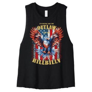 Trump Vance Voting For Outlaw And Hillbilly 2024 Elections Women's Racerback Cropped Tank