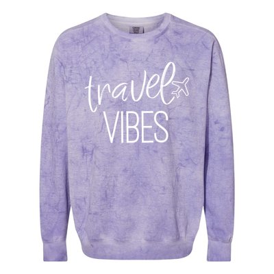 Travel Vibes Vacay Mode Wanderlust Funny Gift Colorblast Crewneck Sweatshirt