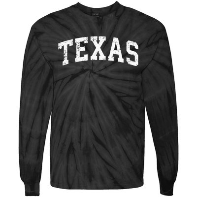 Texas Vintage Varsity Sports Text Tie-Dye Long Sleeve Shirt