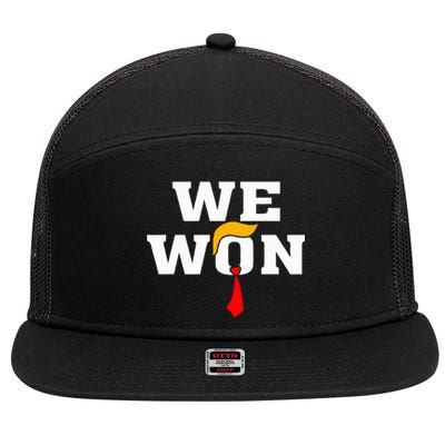 Trump Vance We Won Win Inauguration Day 2025 47th President 7 Panel Mesh Trucker Snapback Hat