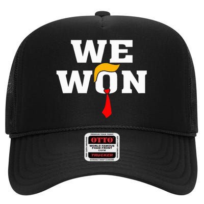 Trump Vance We Won Win Inauguration Day 2025 47th President High Crown Mesh Back Trucker Hat