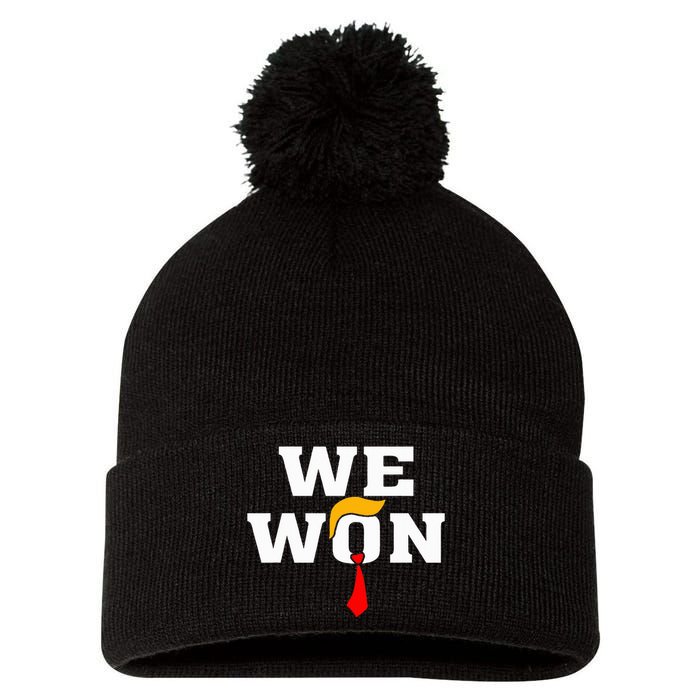 Trump Vance We Won Win Inauguration Day 2025 47th President Pom Pom 12in Knit Beanie