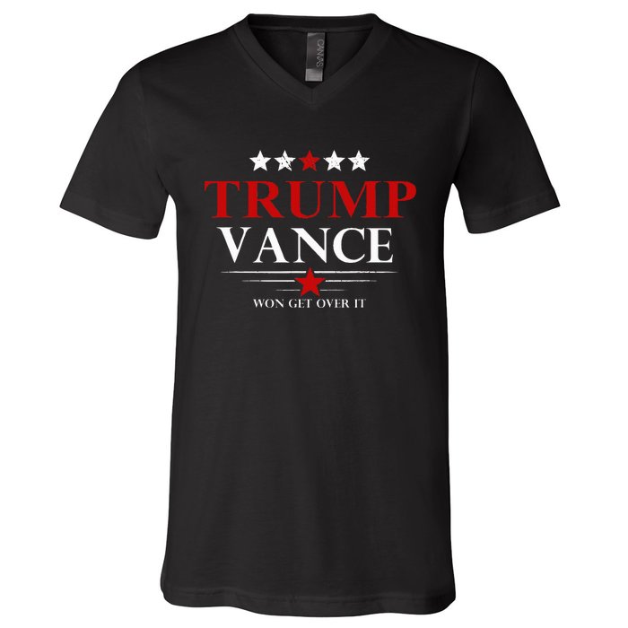 Trump Vance Won Get Over It President Inauguration Day 2025 V-Neck T-Shirt