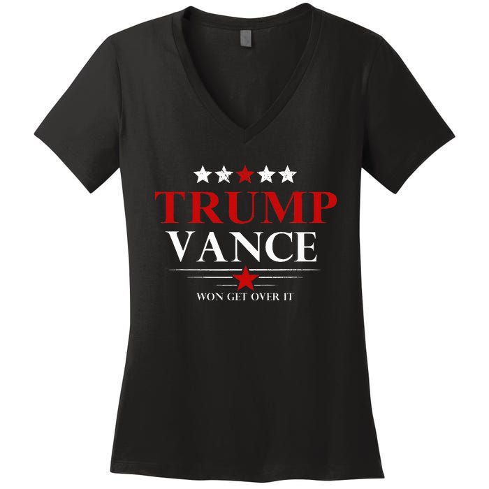 Trump Vance Won Get Over It President Inauguration Day 2025 Women's V-Neck T-Shirt