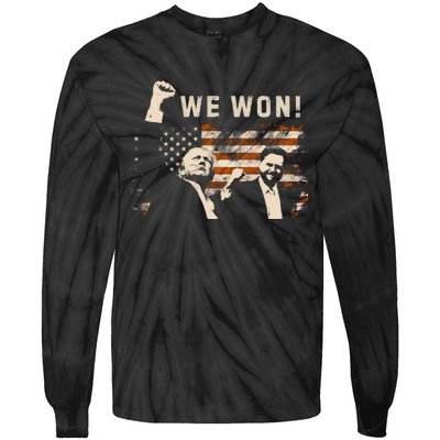 Trump Vance We Won Win Inauguration Day 2025 47th President Tie-Dye Long Sleeve Shirt