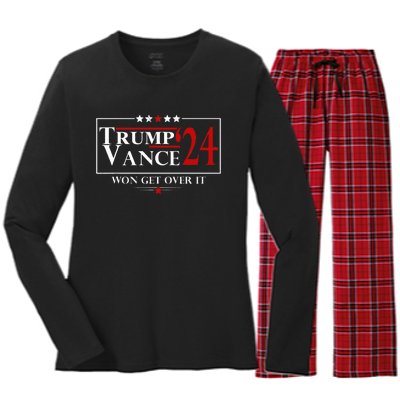 Trump Vance Won Get Over It President Inauguration Day 2025 Women's Long Sleeve Flannel Pajama Set 