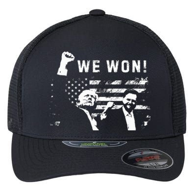 Trump Vance We Won Win Inauguration Day 2025 47th President Flexfit Unipanel Trucker Cap