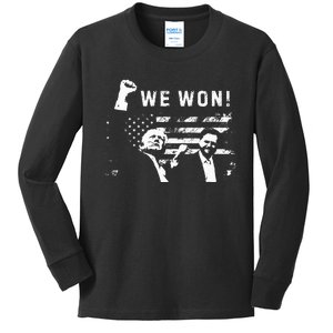 Trump Vance We Won Win Inauguration Day 2025 47th President Premium Kids Long Sleeve Shirt