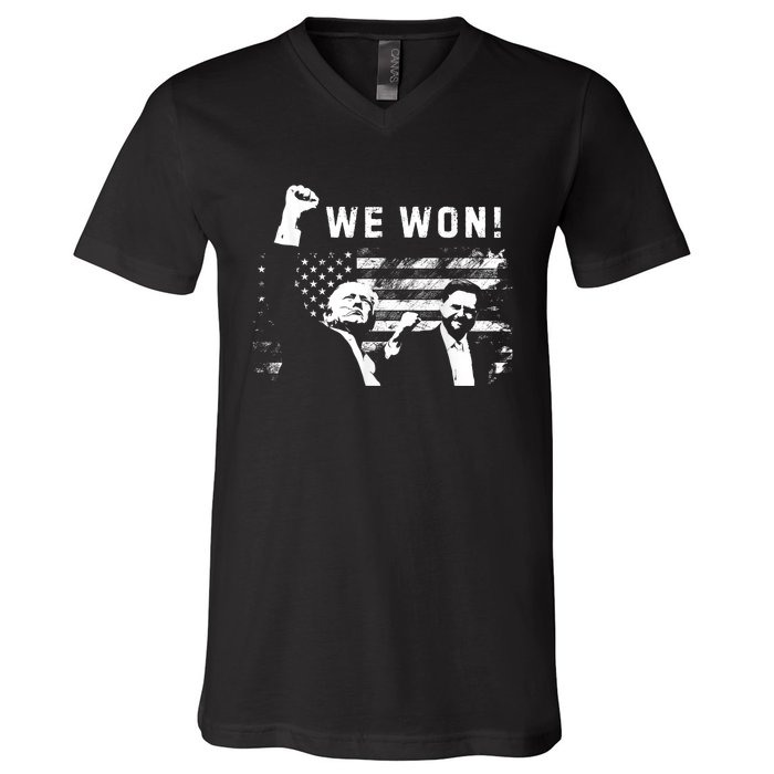 Trump Vance We Won Win Inauguration Day 2025 47th President V-Neck T-Shirt