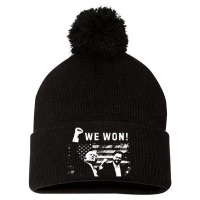 Trump Vance We Won Win Inauguration Day 2025 47th President Pom Pom 12in Knit Beanie