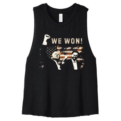 Trump Vance We Won Win Inauguration Day 2025 47th President Women's Racerback Cropped Tank