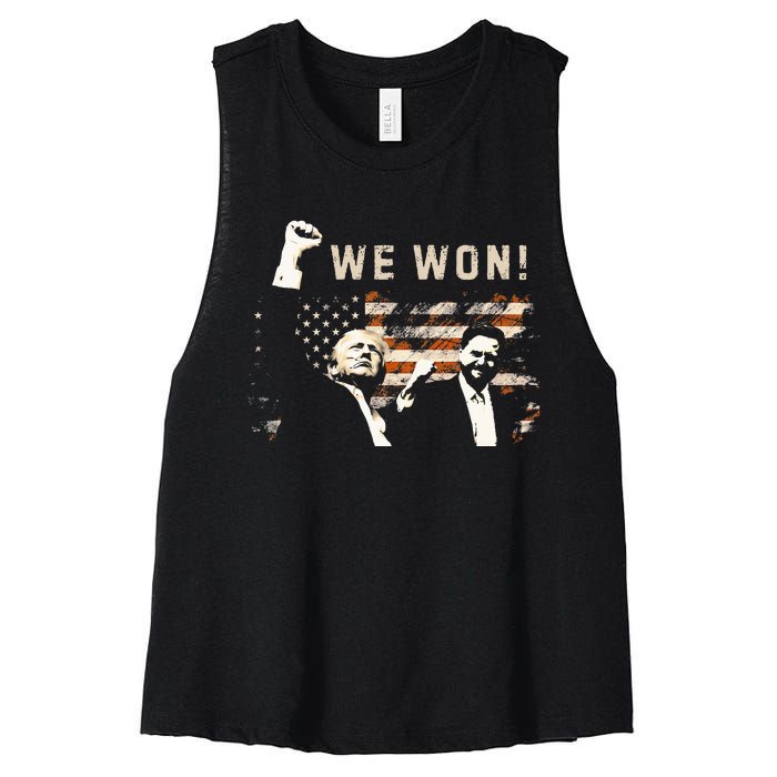 Trump Vance We Won Win Inauguration Day 2025 47th President Women's Racerback Cropped Tank