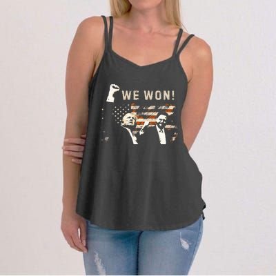 Trump Vance We Won Win Inauguration Day 2025 47th President Women's Strappy Tank