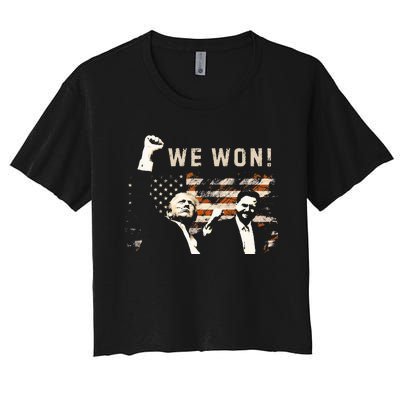 Trump Vance We Won Win Inauguration Day 2025 47th President Women's Crop Top Tee