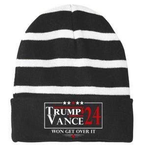 Trump Vance Won Get Over It President Inauguration Day 2025 Striped Beanie with Solid Band