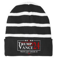 Trump Vance Won Get Over It President Inauguration Day 2025 Striped Beanie with Solid Band