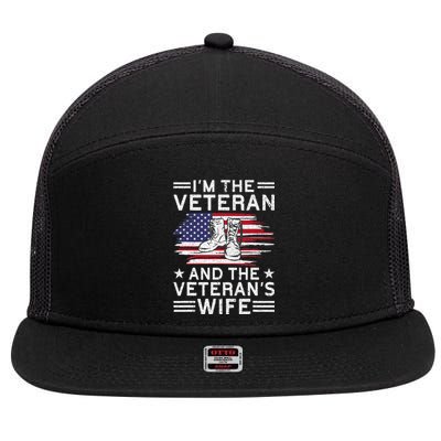 The Veterans Wife Proud American Veteran Wife 7 Panel Mesh Trucker Snapback Hat