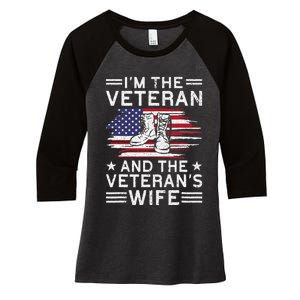 The Veterans Wife Proud American Veteran Wife Women's Tri-Blend 3/4-Sleeve Raglan Shirt