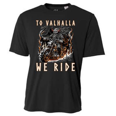 To Valhalla We Ride Biker Viking Cooling Performance Crew T-Shirt