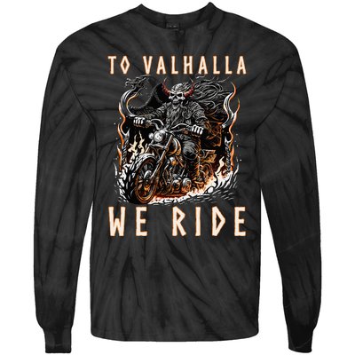 To Valhalla We Ride Biker Viking Tie-Dye Long Sleeve Shirt