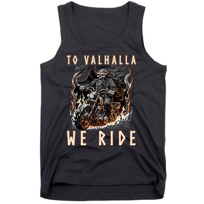 To Valhalla We Ride Biker Viking Tank Top