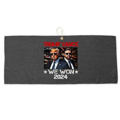 Trump Vance We Won Win Inauguration Day 2025 47th President Large Microfiber Waffle Golf Towel