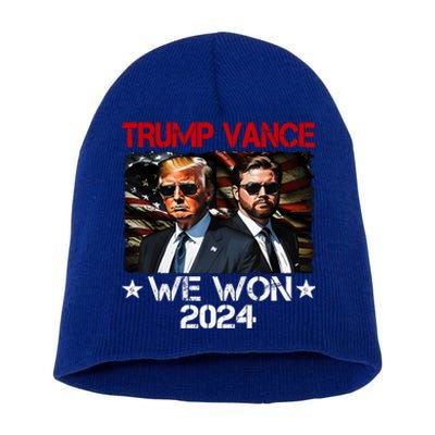 Trump Vance We Won Win Inauguration Day 2025 47th President Short Acrylic Beanie