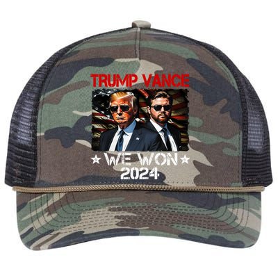 Trump Vance We Won Win Inauguration Day 2025 47th President Retro Rope Trucker Hat Cap