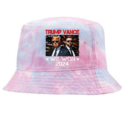 Trump Vance We Won Win Inauguration Day 2025 47th President Tie-Dyed Bucket Hat