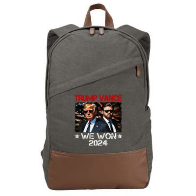 Trump Vance We Won Win Inauguration Day 2025 47th President Cotton Canvas Backpack