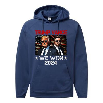 Trump Vance We Won Win Inauguration Day 2025 47th President Performance Fleece Hoodie