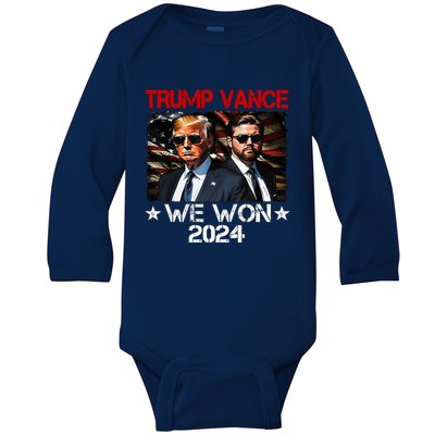 Trump Vance We Won Win Inauguration Day 2025 47th President Baby Long Sleeve Bodysuit