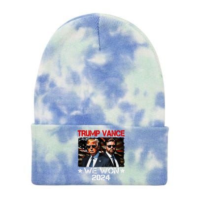 Trump Vance We Won Win Inauguration Day 2025 47th President Tie Dye 12in Knit Beanie