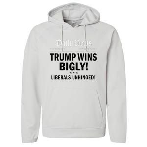 Trump Victory Winner Headline Trump 2024 Trump Wins Bigly Performance Fleece Hoodie