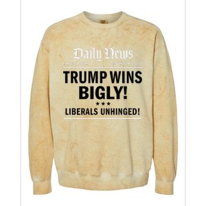 Trump Victory Winner Headline Trump 2024 Trump Wins Bigly Colorblast Crewneck Sweatshirt