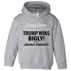 Trump Victory Winner Headline Trump 2024 Trump Wins Bigly Toddler Hoodie