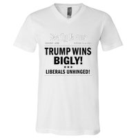 Trump Victory Winner Headline Trump 2024 Trump Wins Bigly V-Neck T-Shirt