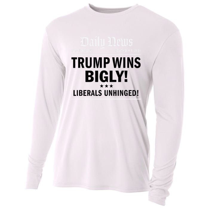 Trump Victory Winner Headline Trump 2024 Trump Wins Bigly Cooling Performance Long Sleeve Crew