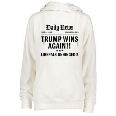 Trump Victory Wins Headline Trump 2024 Landslide Victory Womens Funnel Neck Pullover Hood