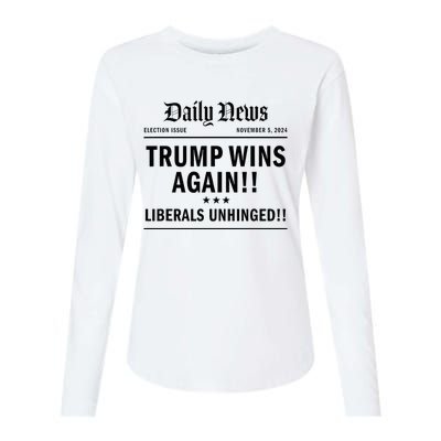 Trump Victory Wins Headline Trump 2024 Landslide Victory Womens Cotton Relaxed Long Sleeve T-Shirt