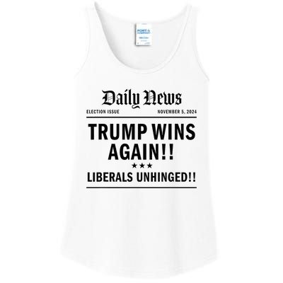 Trump Victory Wins Headline Trump 2024 Landslide Victory Ladies Essential Tank