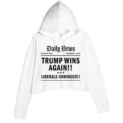 Trump Victory Wins Headline Trump 2024 Landslide Victory Crop Fleece Hoodie