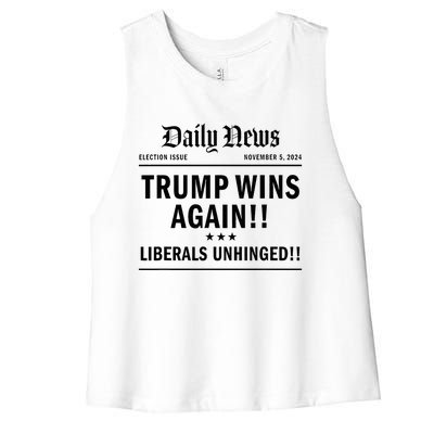 Trump Victory Wins Headline Trump 2024 Landslide Victory Women's Racerback Cropped Tank