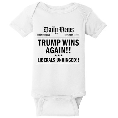 Trump Victory Wins Headline Trump 2024 Landslide Victory Baby Bodysuit