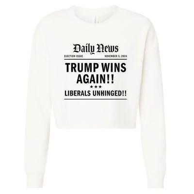 Trump Victory Wins Headline Trump 2024 Landslide Victory Cropped Pullover Crew