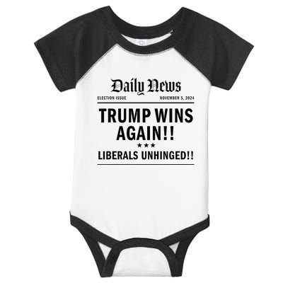 Trump Victory Wins Headline Trump 2024 Landslide Victory Infant Baby Jersey Bodysuit